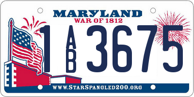 MD license plate 1AB3675