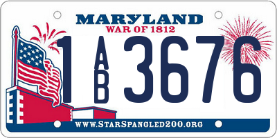 MD license plate 1AB3676
