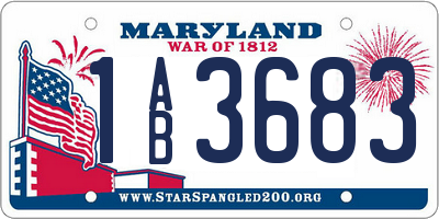 MD license plate 1AB3683