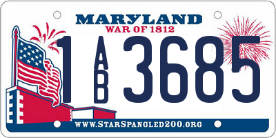 MD license plate 1AB3685