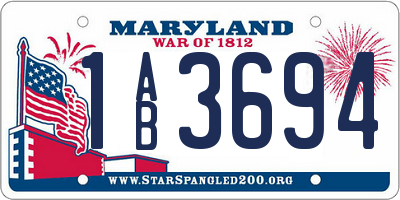 MD license plate 1AB3694