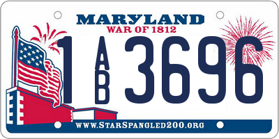 MD license plate 1AB3696