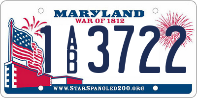MD license plate 1AB3722