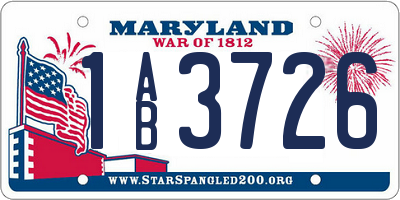 MD license plate 1AB3726