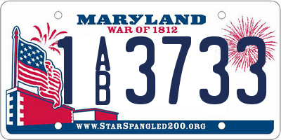 MD license plate 1AB3733