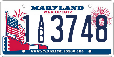 MD license plate 1AB3748
