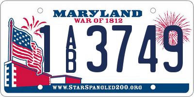 MD license plate 1AB3749
