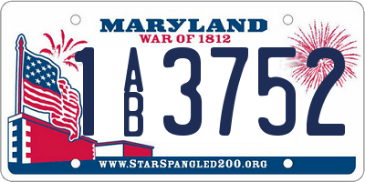 MD license plate 1AB3752
