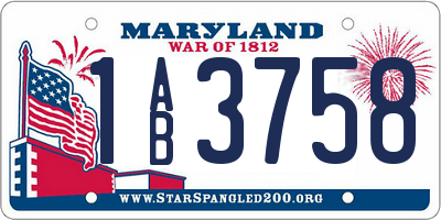 MD license plate 1AB3758