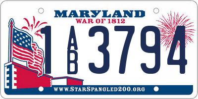 MD license plate 1AB3794
