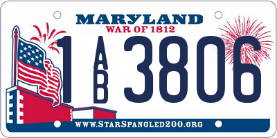 MD license plate 1AB3806