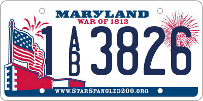 MD license plate 1AB3826
