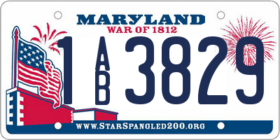MD license plate 1AB3829