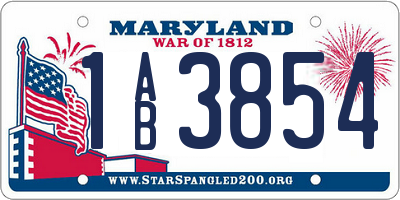MD license plate 1AB3854