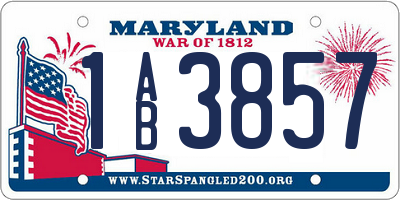 MD license plate 1AB3857