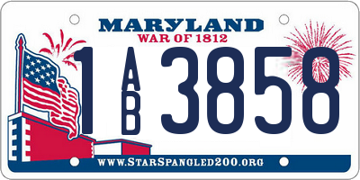 MD license plate 1AB3858