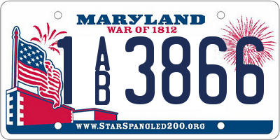 MD license plate 1AB3866
