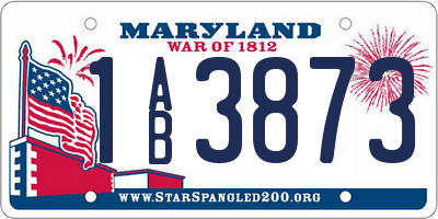 MD license plate 1AB3873