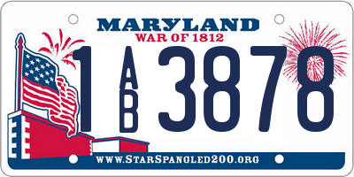 MD license plate 1AB3878