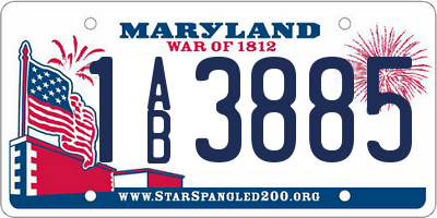 MD license plate 1AB3885