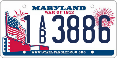MD license plate 1AB3886