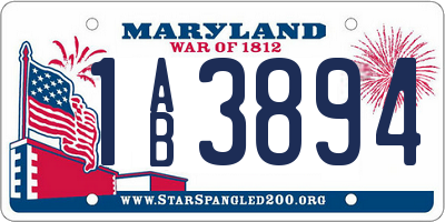 MD license plate 1AB3894