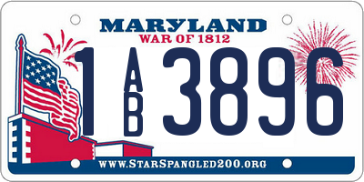 MD license plate 1AB3896