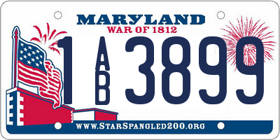 MD license plate 1AB3899