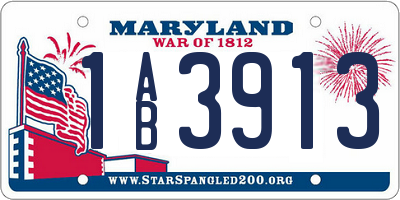 MD license plate 1AB3913