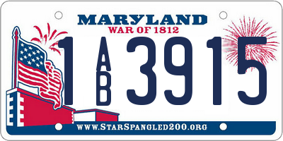 MD license plate 1AB3915