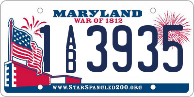 MD license plate 1AB3935