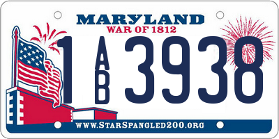 MD license plate 1AB3938