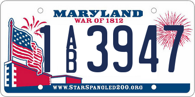 MD license plate 1AB3947