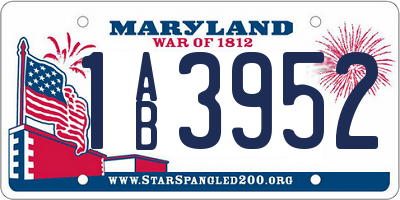 MD license plate 1AB3952