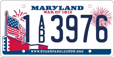 MD license plate 1AB3976