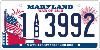 MD license plate 1AB3992