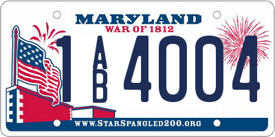 MD license plate 1AB4004