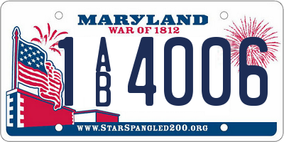 MD license plate 1AB4006