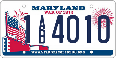 MD license plate 1AB4010