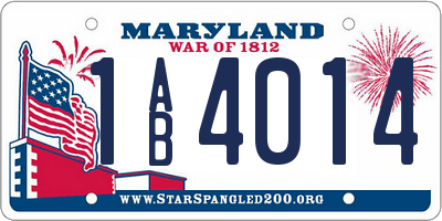 MD license plate 1AB4014