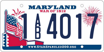 MD license plate 1AB4017