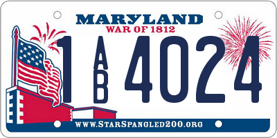 MD license plate 1AB4024