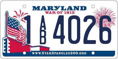 MD license plate 1AB4026