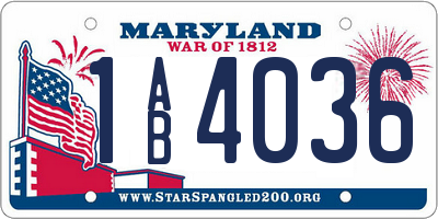 MD license plate 1AB4036