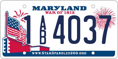 MD license plate 1AB4037