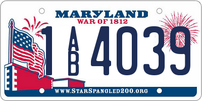 MD license plate 1AB4039
