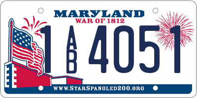 MD license plate 1AB4051