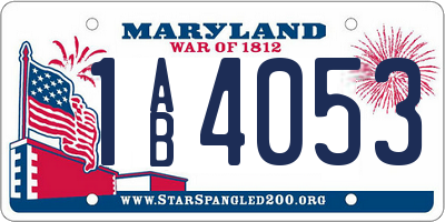 MD license plate 1AB4053