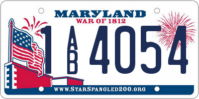 MD license plate 1AB4054