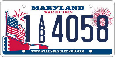 MD license plate 1AB4058